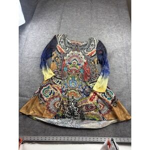 VTG Amma Design Made LA Womens M Multicolor Geometric Tunic Trapeze Artsy Hippie